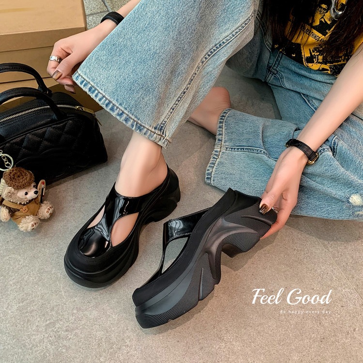 Dép sandal nữ da thật họa tiết da báo đế xuồng cao gót 9 cm — Trang chủ, màu đen, bạc chi tiết 52