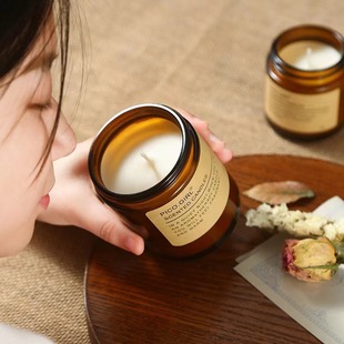 European-style glass cup large brown scented candle creative atmosphere smokeless handmade Christmas home gift