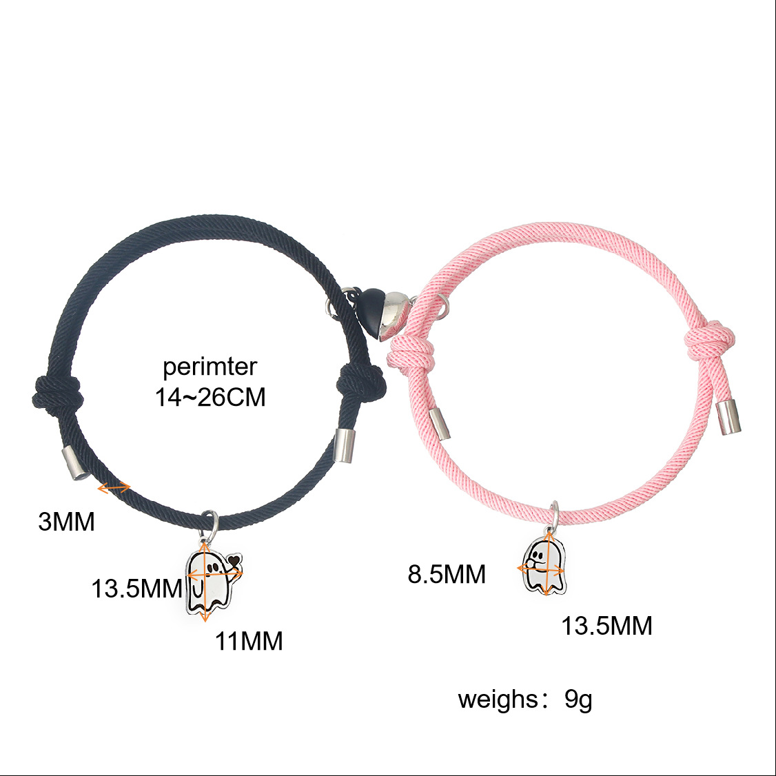15g Weight 304 Stainless Steel Pendant Material Drawstring Bracelets Classification rope Chain Material 1 Set Quantity Casual, Daily Occasion 304 Stainless Steel, rope Material Halloween Festival Geometric, ghost, Heart Shape Pattern Couple Gender Asymmetrical Design Simple Style, Classic Style Style Simple Style Classic Style Geometric Ghost Heart Shape 304 Stainless Steel Rope String Bracelets Halloween Wholesale 无