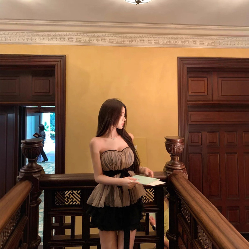 JAYKY YANG蔷薇粉色肌理褶皱腰封抹胸背心夏季带胸垫收腰上衣|undefined