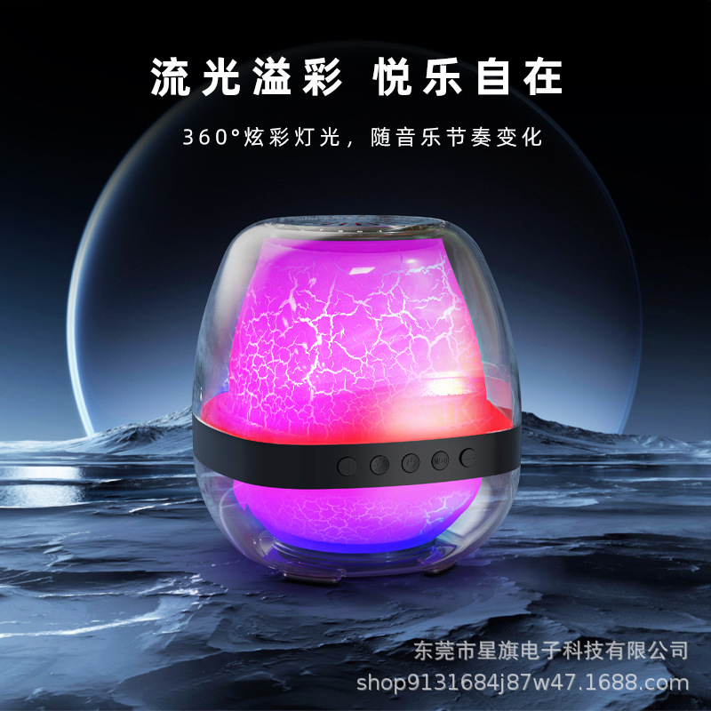 Outdoor colorful light microphone Bluetooth speaker portable multi-function card karaoke home audio family KTV private model