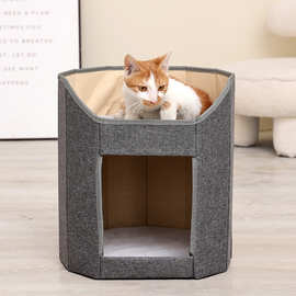 家用圆形猫窝四季通用双层猫屋隔热防水猫窝防寒保暖猫房折叠猫窝