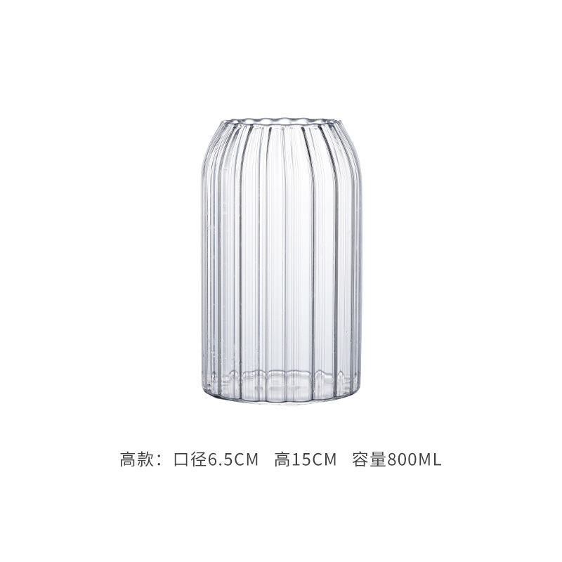 Insfeng estilo coreano rayas verticales tazas de vidrio resistentes al calor de alto valor nominal tazas de té de frutas frías tazas de agua tazas de café de jugo de fruta