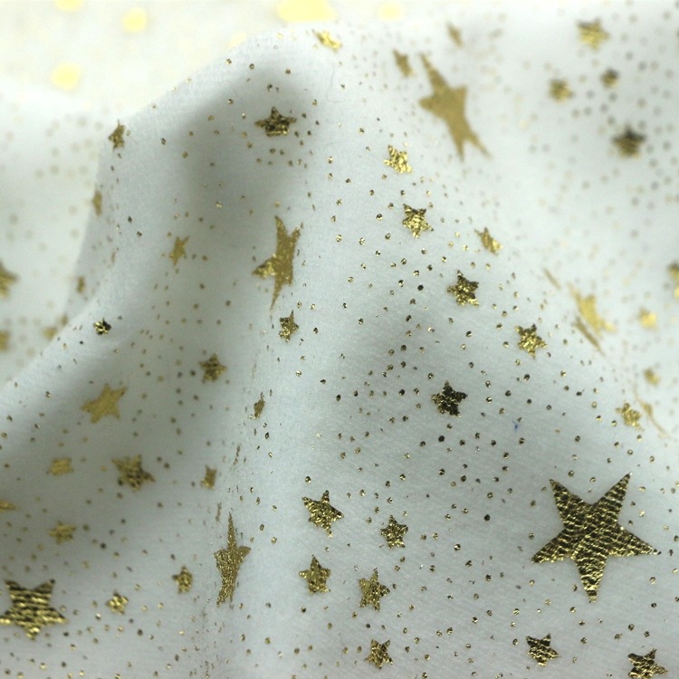 满天星烫银金仿棉绒全涤天鹅绒布服装面料蒸纱丝绒烫金天鹅绒布料