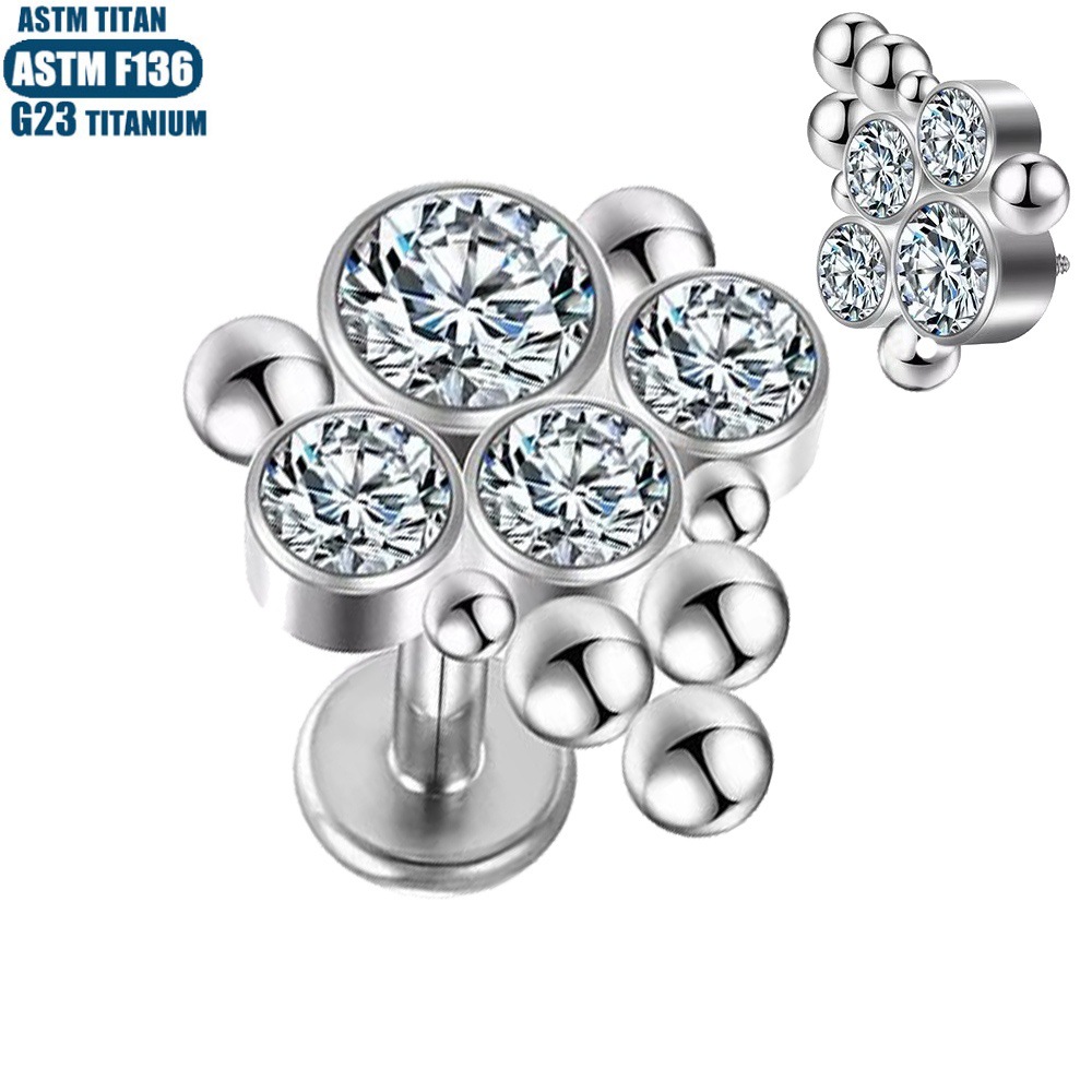Labret stud lip piercing jewelry styling detail