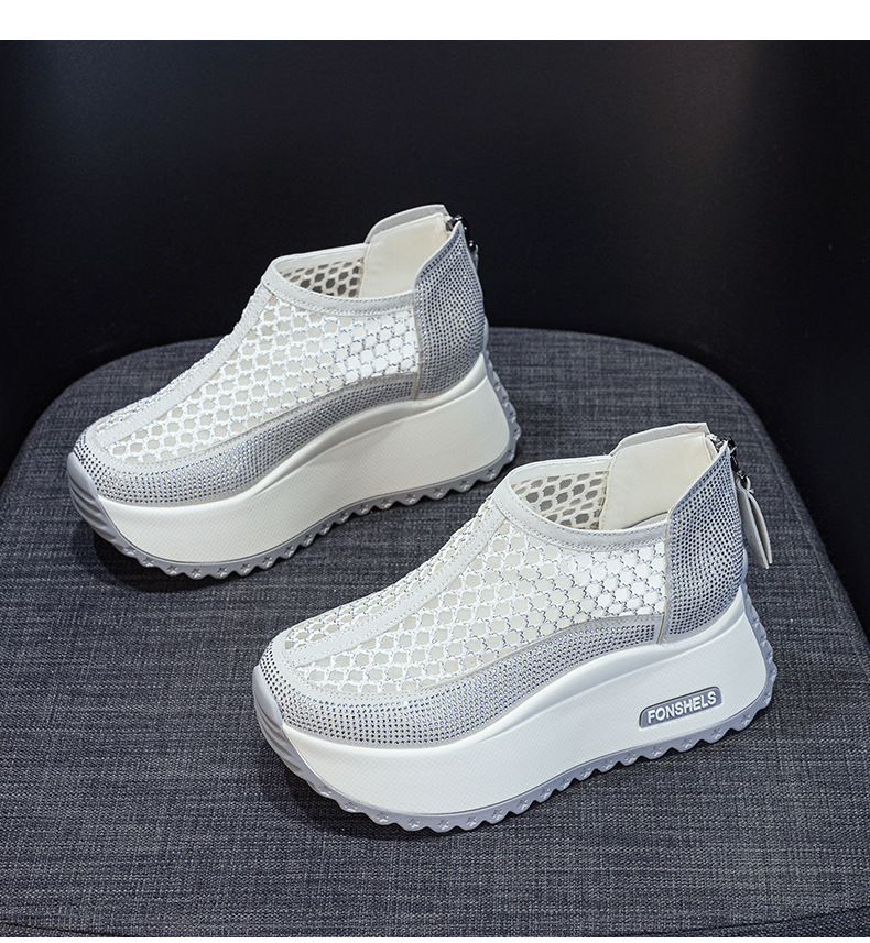 Giày sandal nữ đế dày tăng chiều cao mũi tròn lưới thoáng khí phong cách thể thao — M2839 màu xanh lam, M2839 màu be, M2839 màu đen, M2839 màu tím chi tiết 16