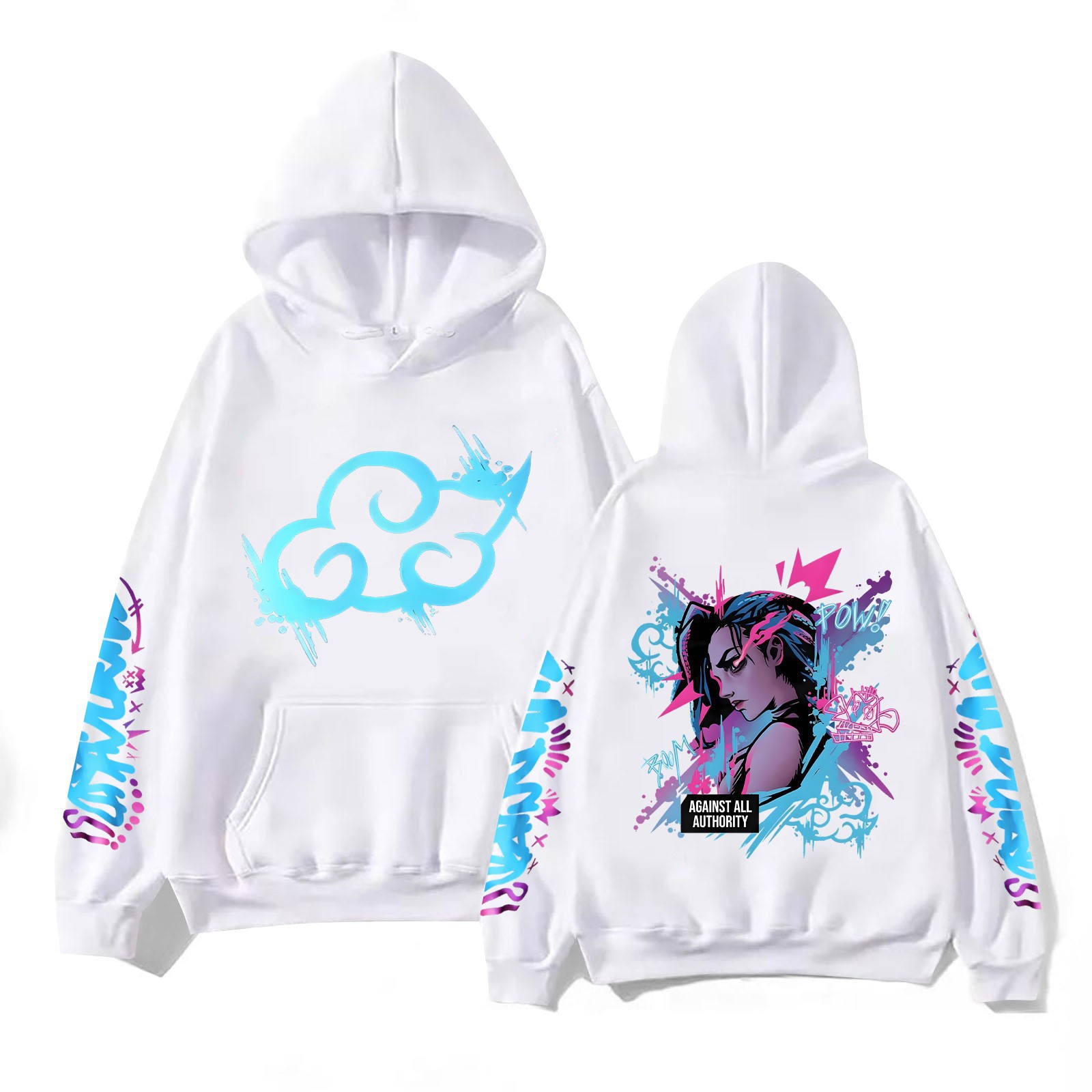 Y2k Arcane Jinx Cute Hooded Anime Print Harajuku Kawaii