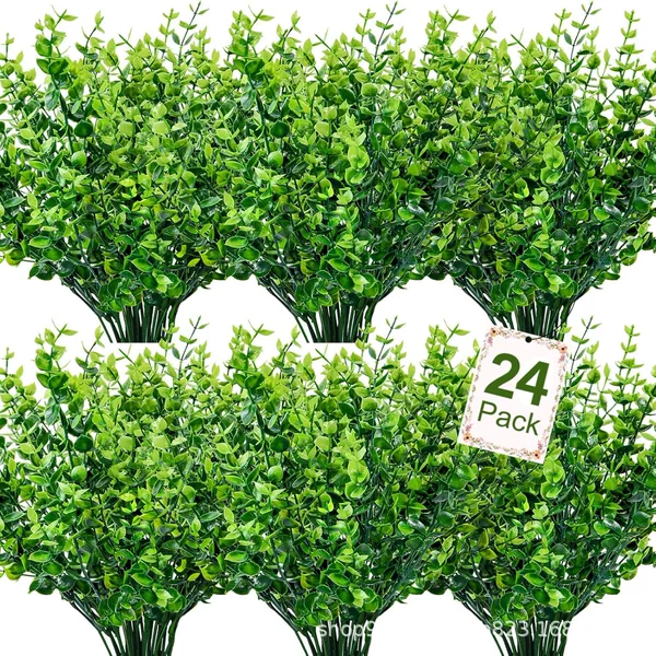 Amazon Artificial Green Plant 7-Pronged Eucalyptus Money Leaf Bouquet Plant Wall Wedding Gardening Project Scenery Ready Stock