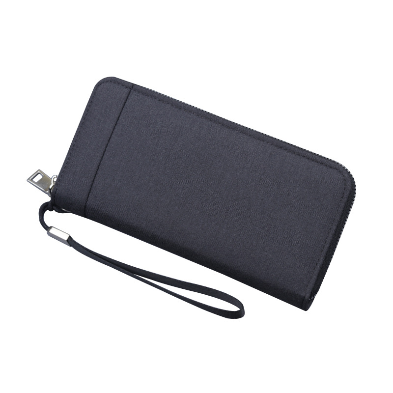 Cartera de lona para hombre, bolso largo, embrague con cremallera para hombre, bolso para teléfono móvil para hombre, ocio de mezclilla de gran capacidad