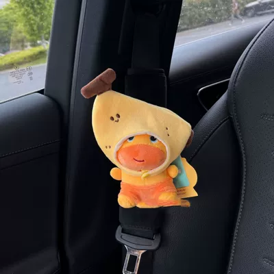 Seat belt shoulder pad, Pad Plush Pendant Capybara - banana-lulu1-black-shoulder-pad