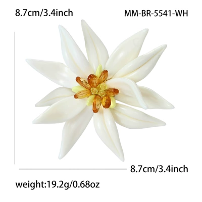 Pastoral Style Enamel Edelweiss Flower Brooch Korean Style Simple Elegant Ladies Suit Decorative Corsage Accessories (Yaxa sancaqları) - white-5541-wh