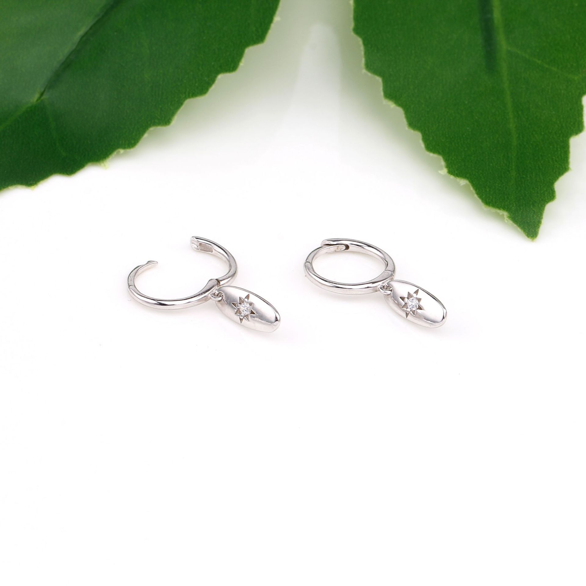 Women'S Gender 1 Pair 925 Sterling Silver Zircon Star Drop Earrings