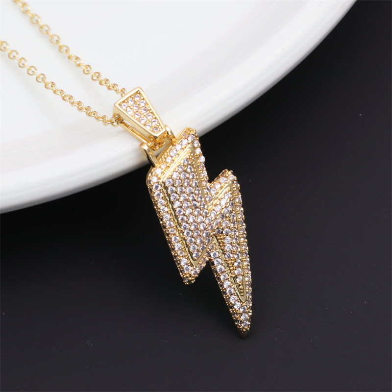 Fashion Key Lightning Copper Necklace Inlay Zircon Copper Necklaces
