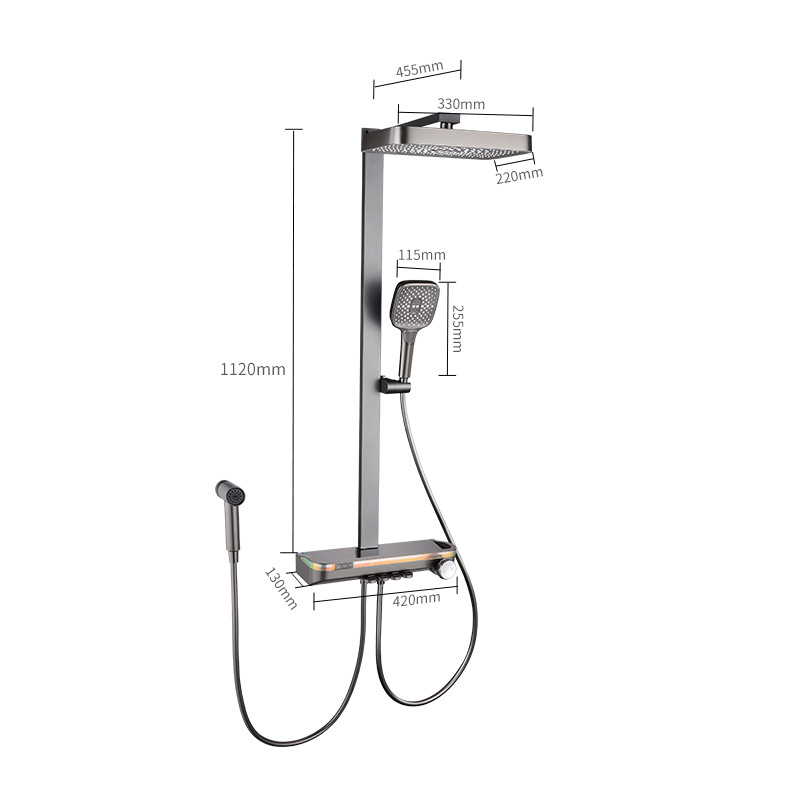 Nueva pistola gris ducha de ducha un conjunto completo de temperatura constante pantalla digital Jingtong con pulverización superior fábrica directa puede soportar transfronterizos