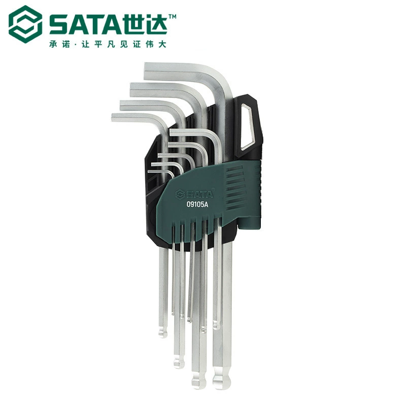 Sata 9-компонентный шестигранный ключ из хромованадиевой стали с удлиненной шаровой головкой 09101A-09107A