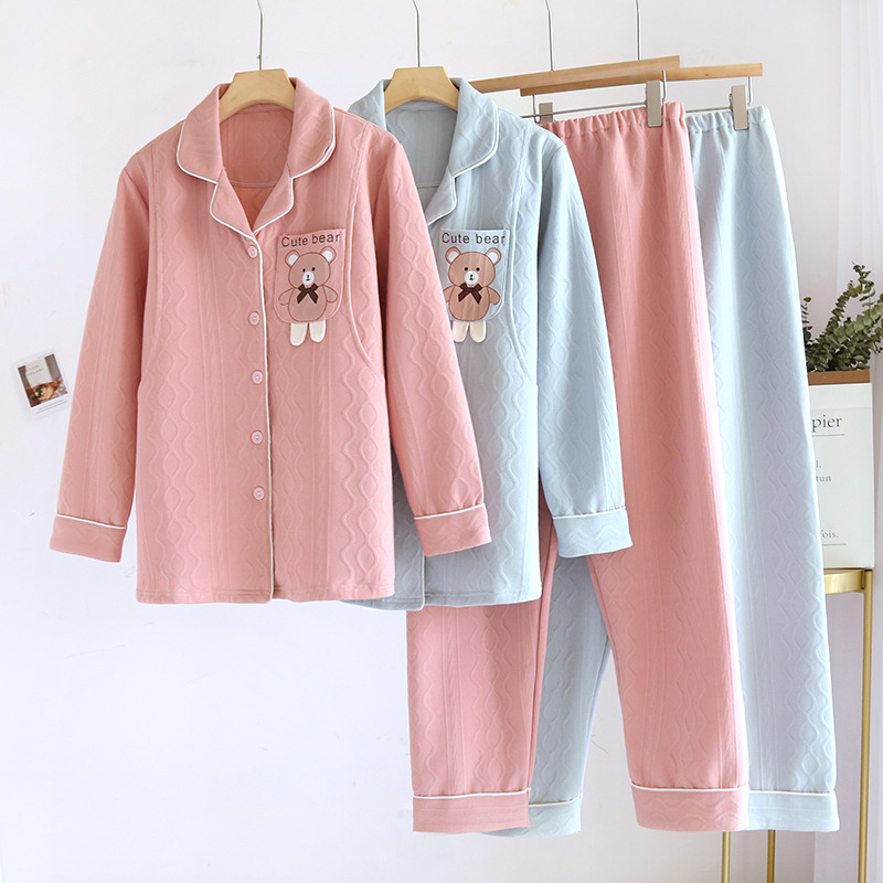 Women's New Autumn/Winter Pregnancy Pajamas - October Thick Air Cotton Fleece Layer Pregnancy Nursing Pajamas Postpartum Monthlies
