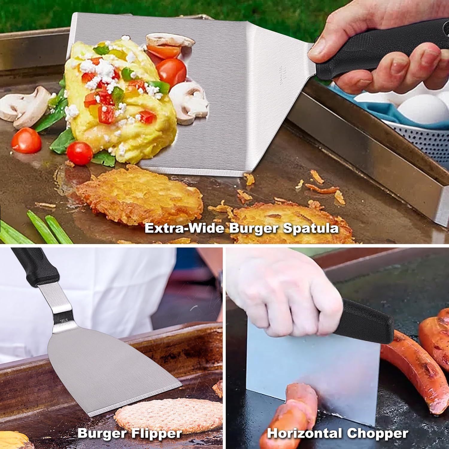 Amazon Cross-border Hot Sale Acero inoxidable BBQ Kit Camping BBQ Cooking Combinación de grasa de buey