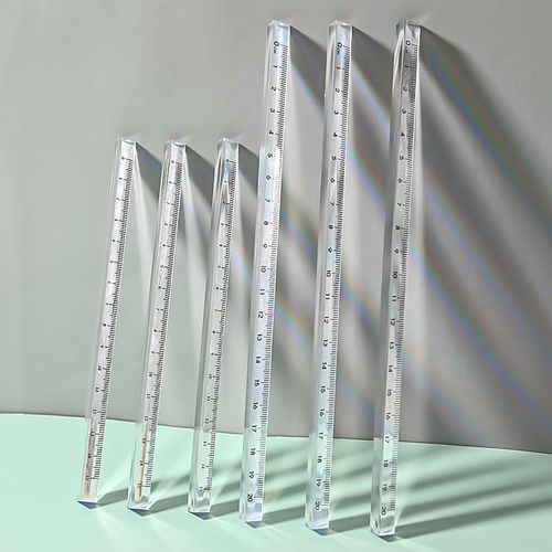 Transparent triangular prism ruler student painting drawing measurement ruler 15cm ruler three-dimensional scale prism ruler stationery