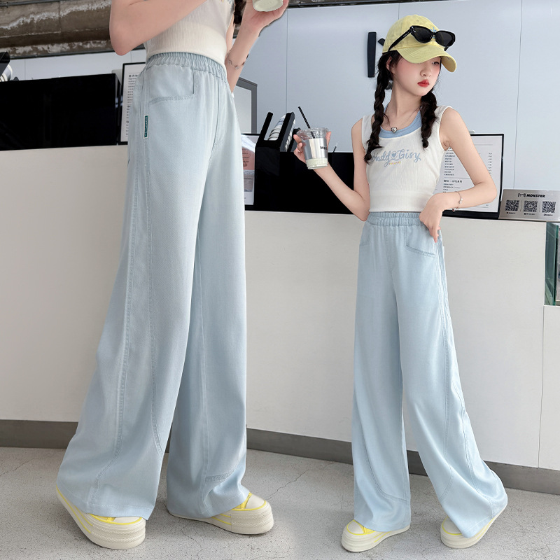 Girls' Pants Summer Thin Style 2026 New Fashionable Children's Tencel Jeans Summer Big Girl Jeans