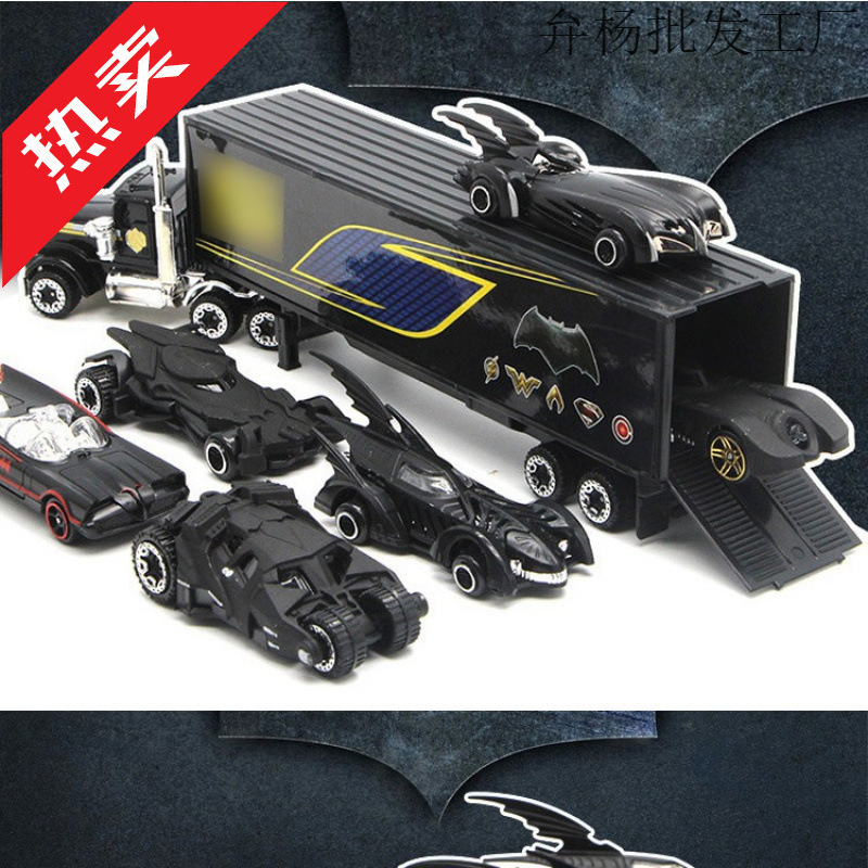 New Bat Alloy Chariot Set Toy 6 Chariots with Container Truck Children's Pocket Set Car