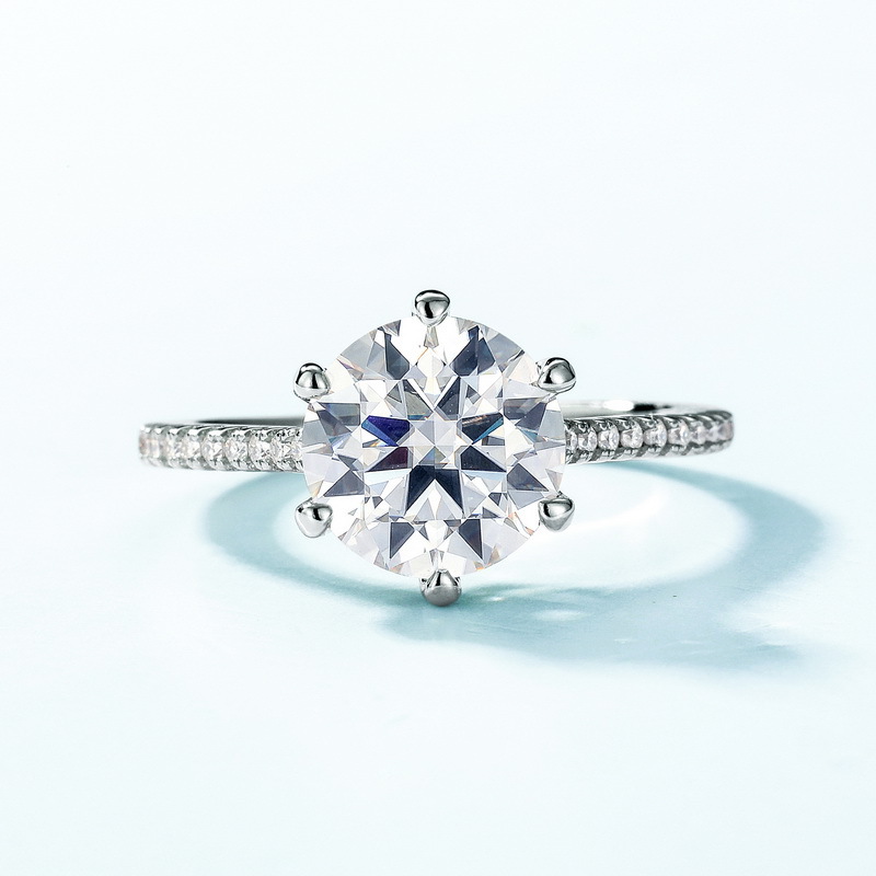 Anillo cerrado de moissanita de gran tamaño clásico de minería caliente transfronteriza S925 con incrustaciones de garras de plata D color Moissan anillo de boda atmosférico