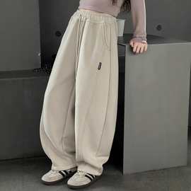 女童加绒裤子秋冬2025新款儿童冬季一体绒卫裤女孩大童弯刀运动裤