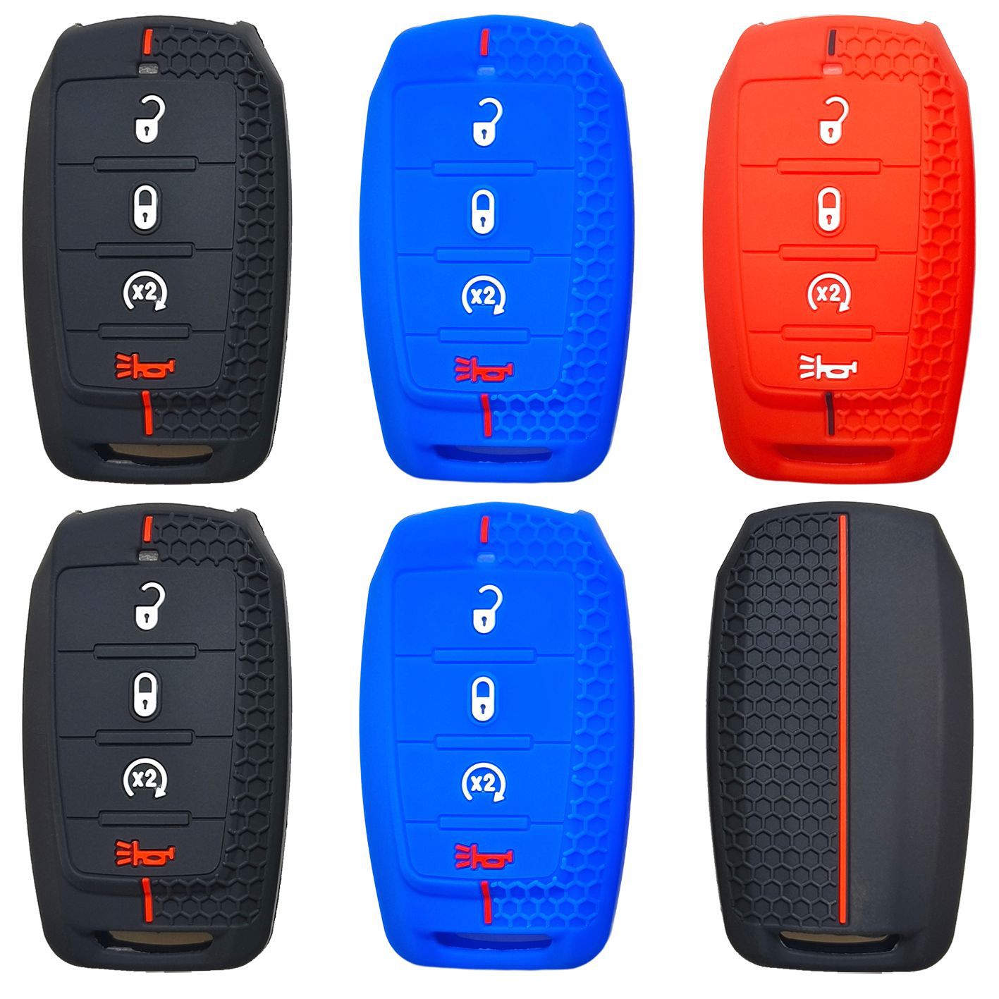 适用道奇公羊霸王龙RAM挑战酷威者遥控3+1键硅胶汽车钥匙套蜂窝款