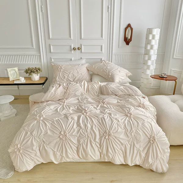 Old watch foreign trade manufacturers cross-border supply bedding Amazon quilt cover pillowcase plain 3D three-dimensional pulled flower
