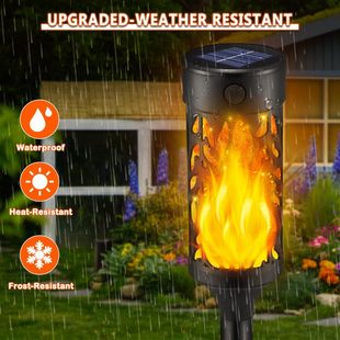 New Round Solar Flame Lamp Outdoor Courtyard Lawn Lamp Villa Garden Yard Atmosphere Lighting Ground Lamp