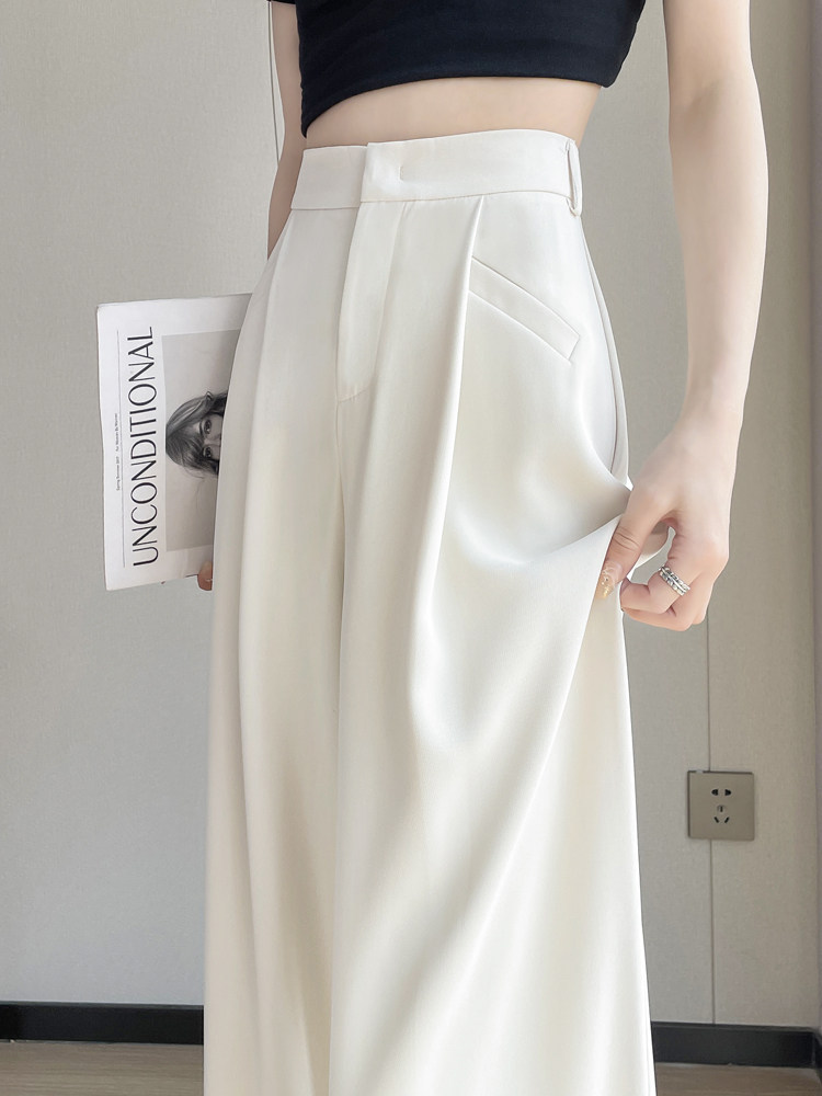 Quần culottes nữ ống rộng cạp cao chất liệu lụa băng mỏng mùa hè — Màu đen thông thường