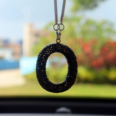 Car hanging | Clay Full Diamond Love Bear - o-letter-car-pendant-black