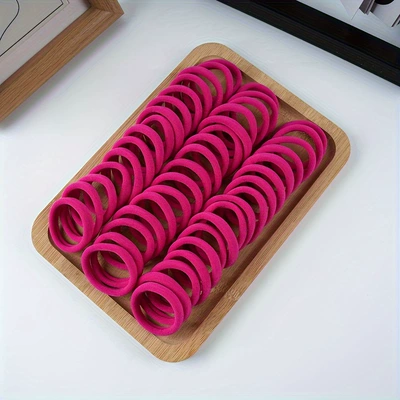 Saç üçün rezinlər — Pack Korean Style Simple Colorful - brick-red-100-pieces-in-opp-bag