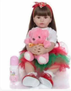Tiro real en stock reborn niño simulación princesa Linda muñeca de pelo largo 60cm
