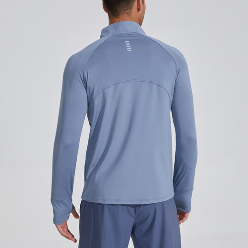 Men's spring and autumn fitness long-sleeved T-shirt quick-drying clothing basketball running yoga sportswear half-zip slim training clothing