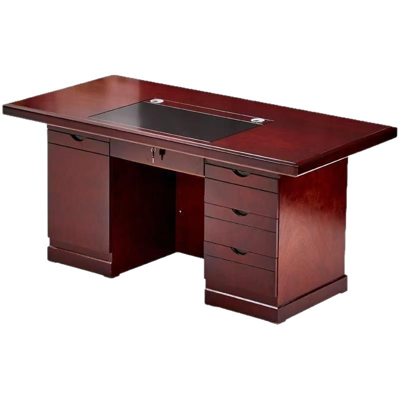 Mesa del jefe Mesa del gerente Mesa del personal Mesa de madera sólida Pintura roja Mesa de oficina de computadora de escritorio para una sola persona image 6