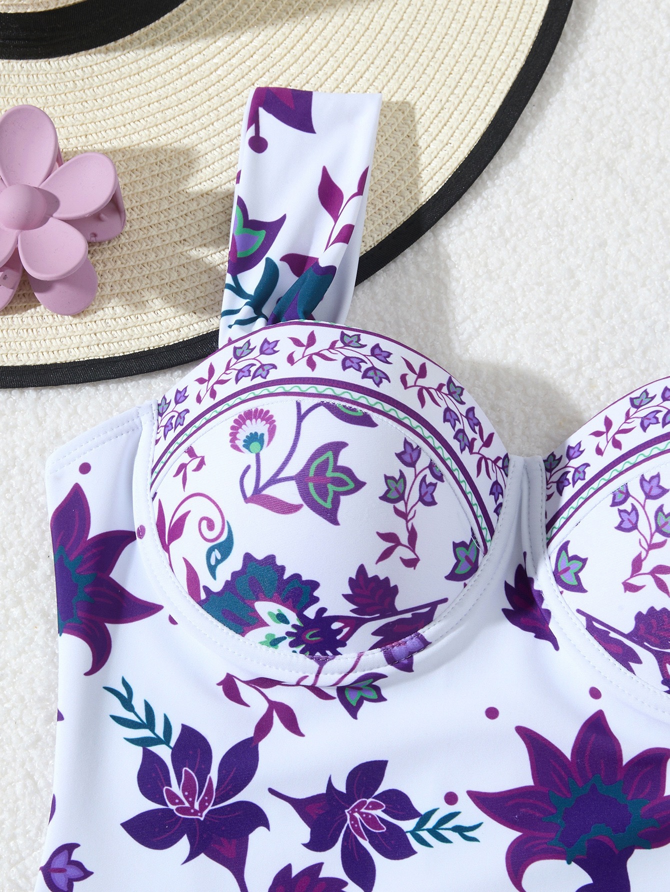 Push-up Underwire One-piece Swimsuit Tummy Control Digital Print_voghion.com