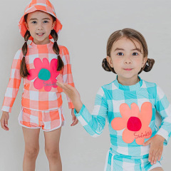 Children's swimsuit for girls, long-sleeved, separate, for 10-year-olds, 2023 new style, stylish sun protection, quick-drying, for middle-aged and large children, hot spring swimming outfit