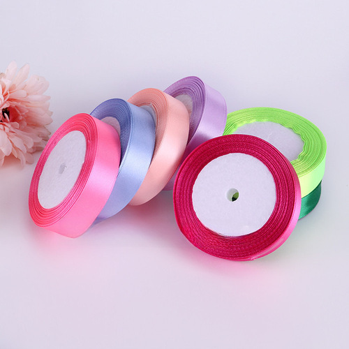 2.5cm Ribbon Wholesale Air Conditioner Colorful Satin Ribbon Pink Fabric Ribbon Wedding Gift Box Decor Chair Back Yellow Fabric Ribbon