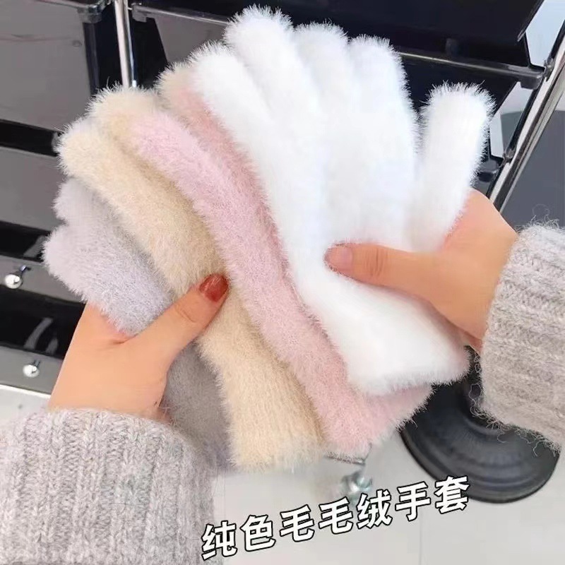 サイクリング模造ウサギの毛皮の指なし手袋ぬいぐるみ手袋女性の冬のベルベット暖かい手袋かわいい指なし手袋卸売|undefined