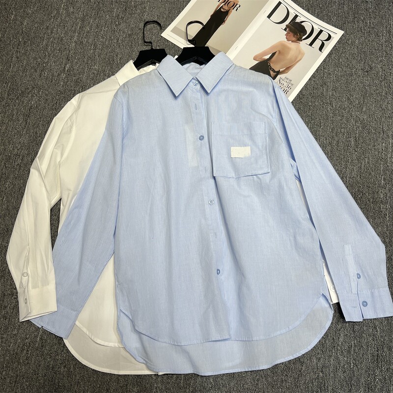 Jennie New K-Shirt Blue Striped Loose All-Match Casual Sun Protection Single-breasted Clothing for Men and Women