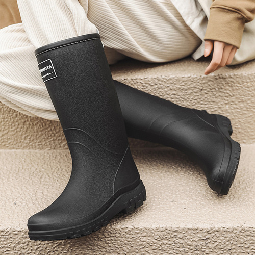 2024 Cross-border Korean Russian Japanese Women's High-Crotch Non-slip Waterproof Rain Boots Rain Shoes Over Shoes Durable