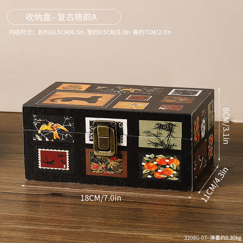 レトロなポータブル木箱ヨーロッパのジュエリー収納ボックス文学と芸術の家庭用収納ボックス映画やテレビの撮影の小道具ジュエリーボックス|undefined