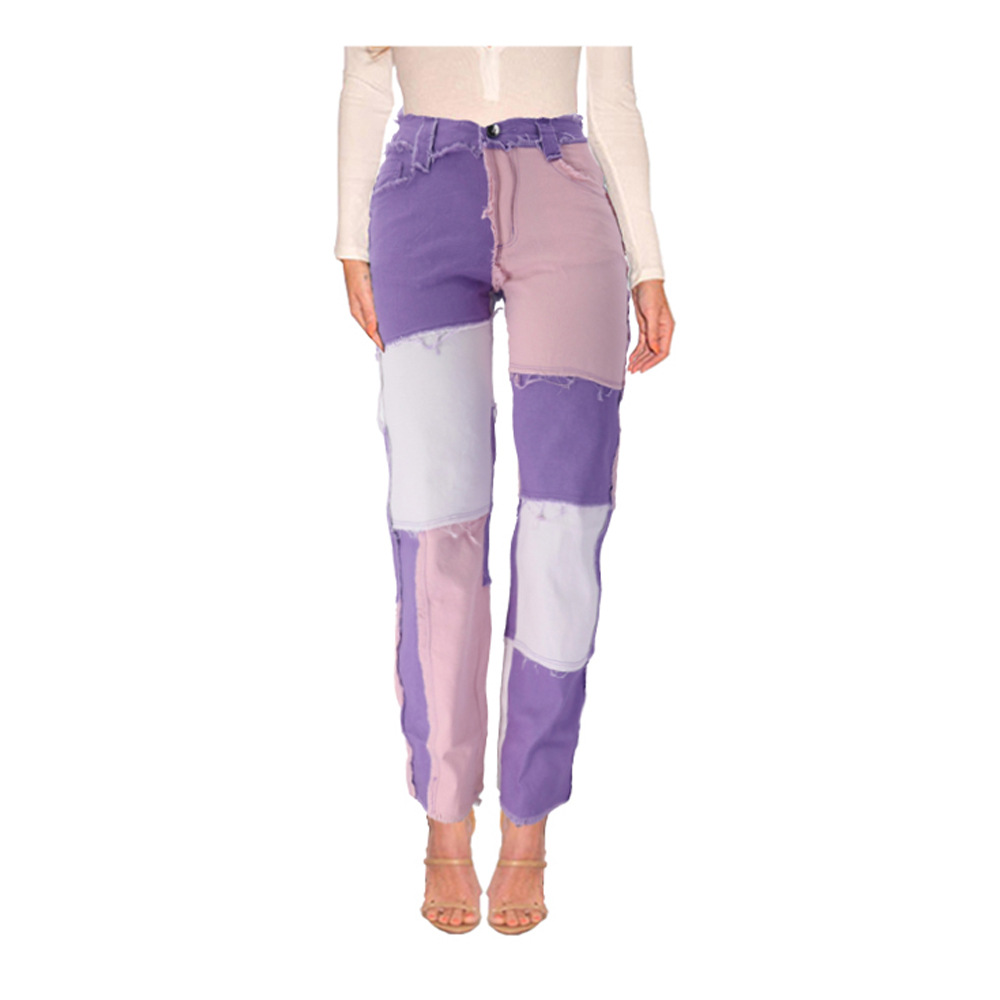Damjeans med hög midja oregelbunden stil höst vinter_voghion.com
