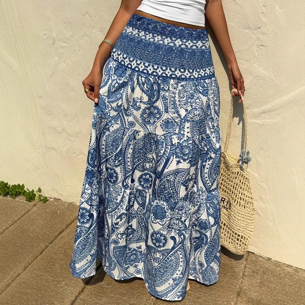 European And American Cross-border Foreign Trade Women's Clothing, New Holiday Casual Bohemian Style Printed Long_ecoleips.com