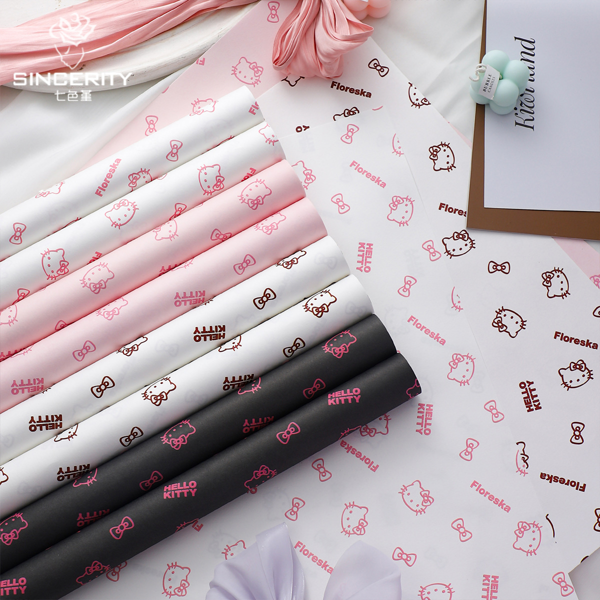 Siete colores cordier Kate Miao engrosado material floral impresión de embalaje floral papel de embalaje floral DIY ramo de flores