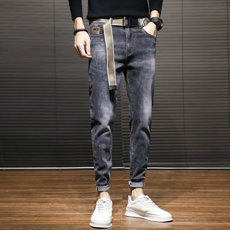Spring and Autumn Jeans Men's 2024 New Slim-fit Skinny Foot Spring and Autumn Stretch High-end Korean Fashionable Casual Trousers