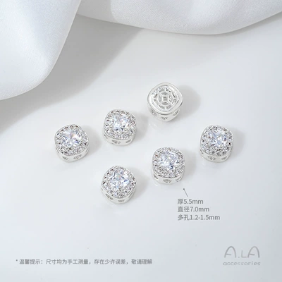Zərgərlik ara hissələri Zircon Round Water Drop - z448-3-type-a-bright-silver-white-zirconium-1-piece