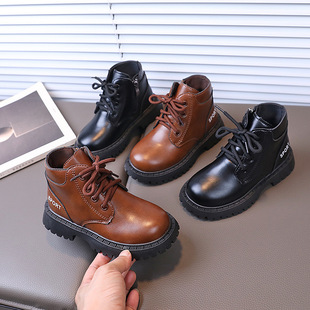 Children's Martin Boots Leather Boots Girls' Boots 2024 Autumn New British Style Boys' Short Boots Children's Single Boots