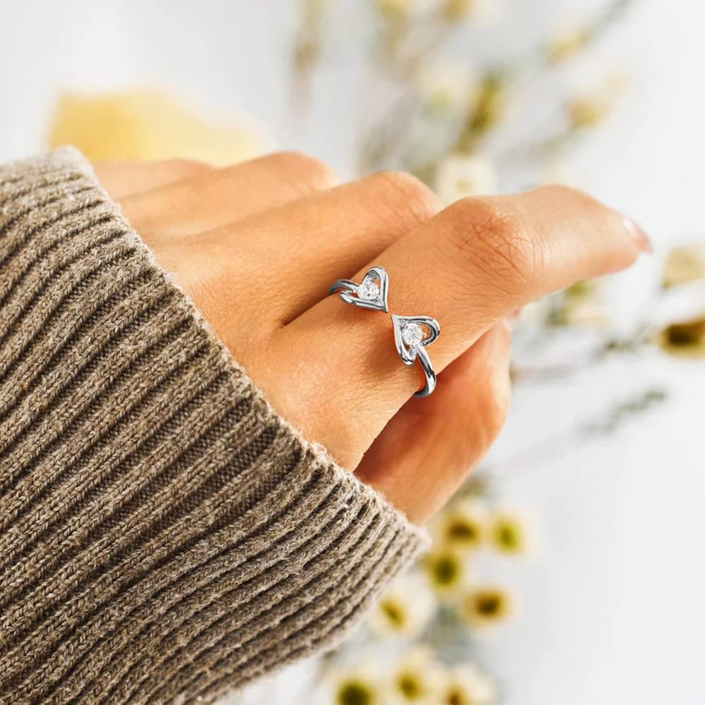 Date, Tea Party Occasion Sterling Silver Material Sterling Silver Heart Shape Open Rings
