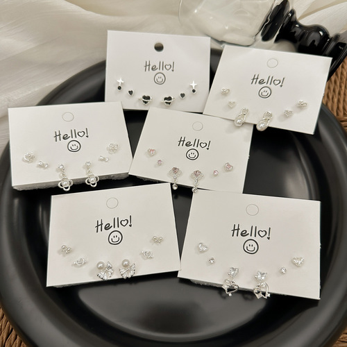 Elegant and lightweight luxury-style s925 earring set with unique design, featuring butterfly knot and heart shapes, sweet and charming earrings for women, wholesale.